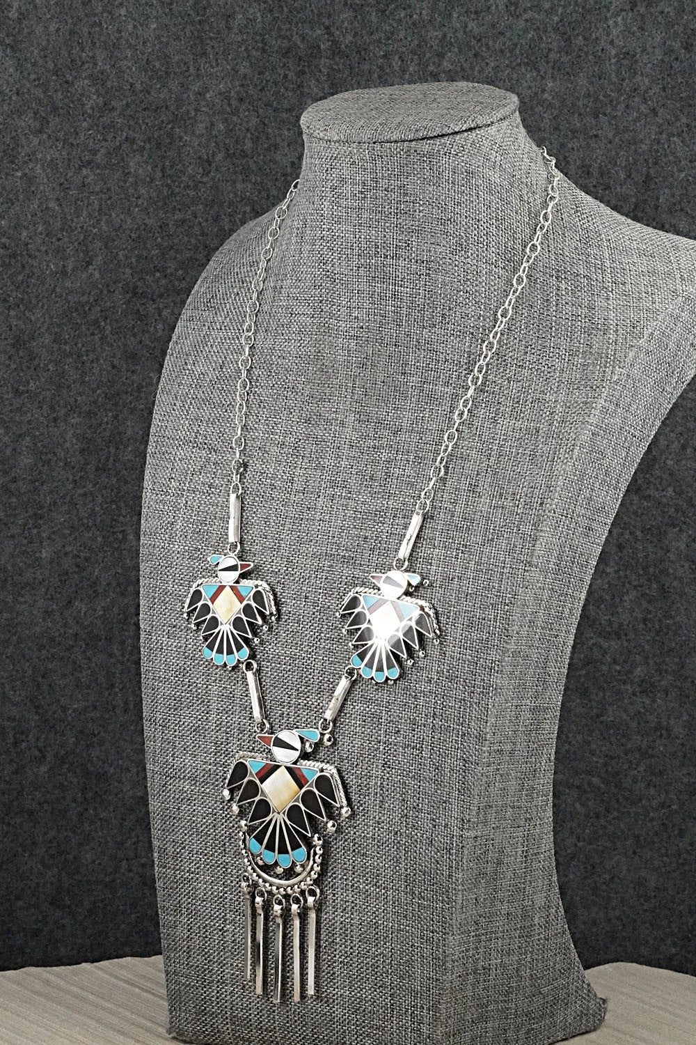 Multi-Stone & Sterling Silver Inlay Necklace Set - Adrian Wallace