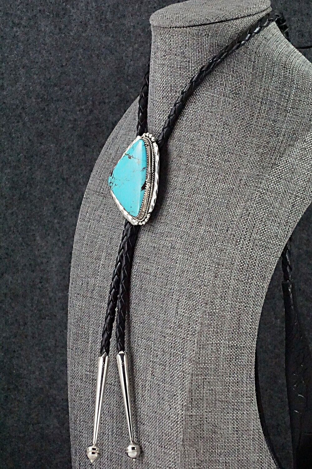 Turquoise & Sterling Silver Bolo Tie - Kenny Calavaza