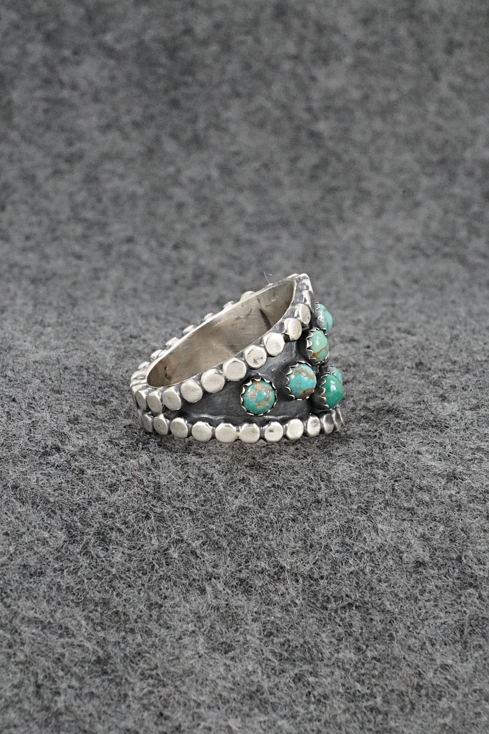 Turquoise & Sterling Silver Ring - Harry B. Yazzie - Size 8.5