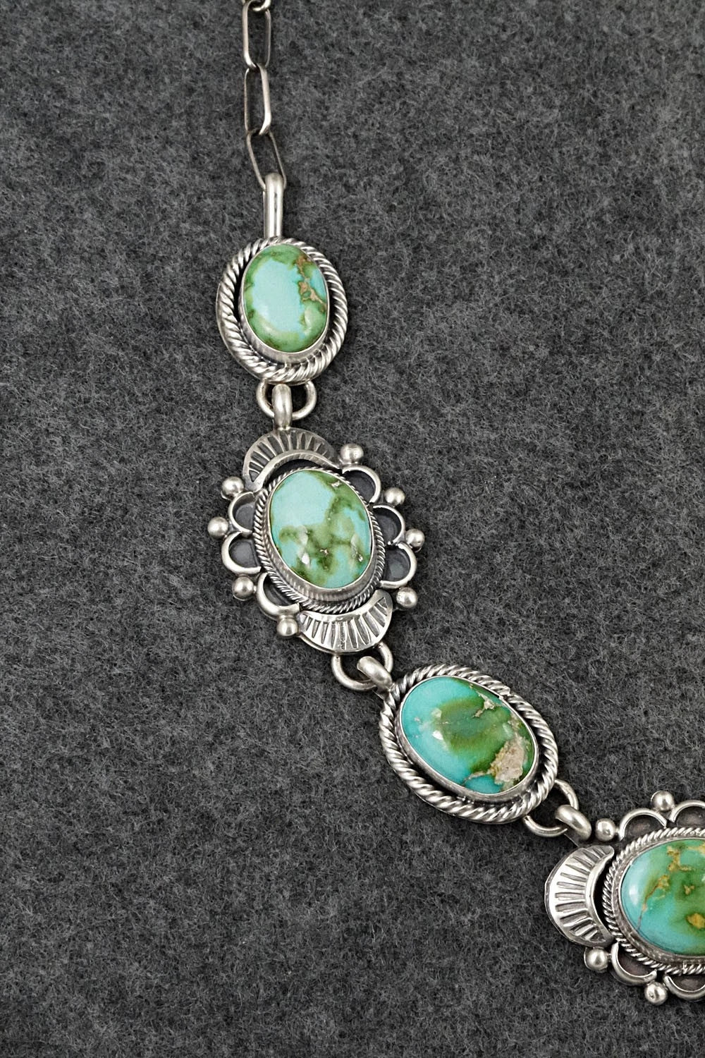 Turquoise & Sterling Silver Necklace and Earrings Set - Bobby Johnson