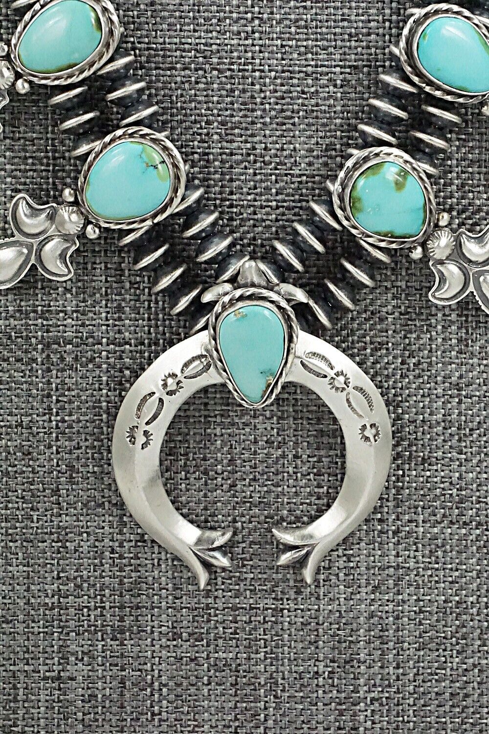 Turquoise & Sterling Silver Squash Blossom Set - Adrienne Gordon
