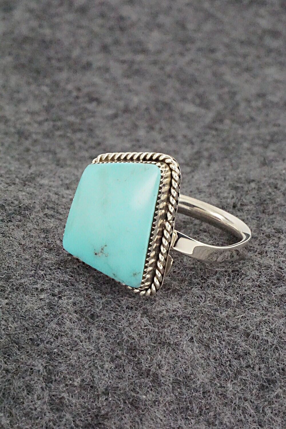 Turquoise & Sterling Silver Ring - Sheena Jack - Size 8 (Adj.)
