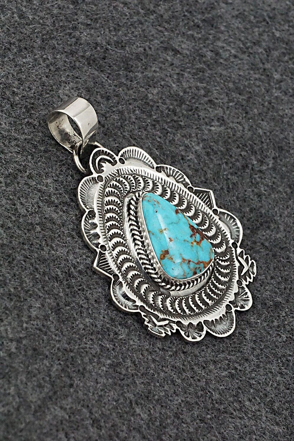 Turquoise & Sterling Silver Pendant - Leonard Maloney