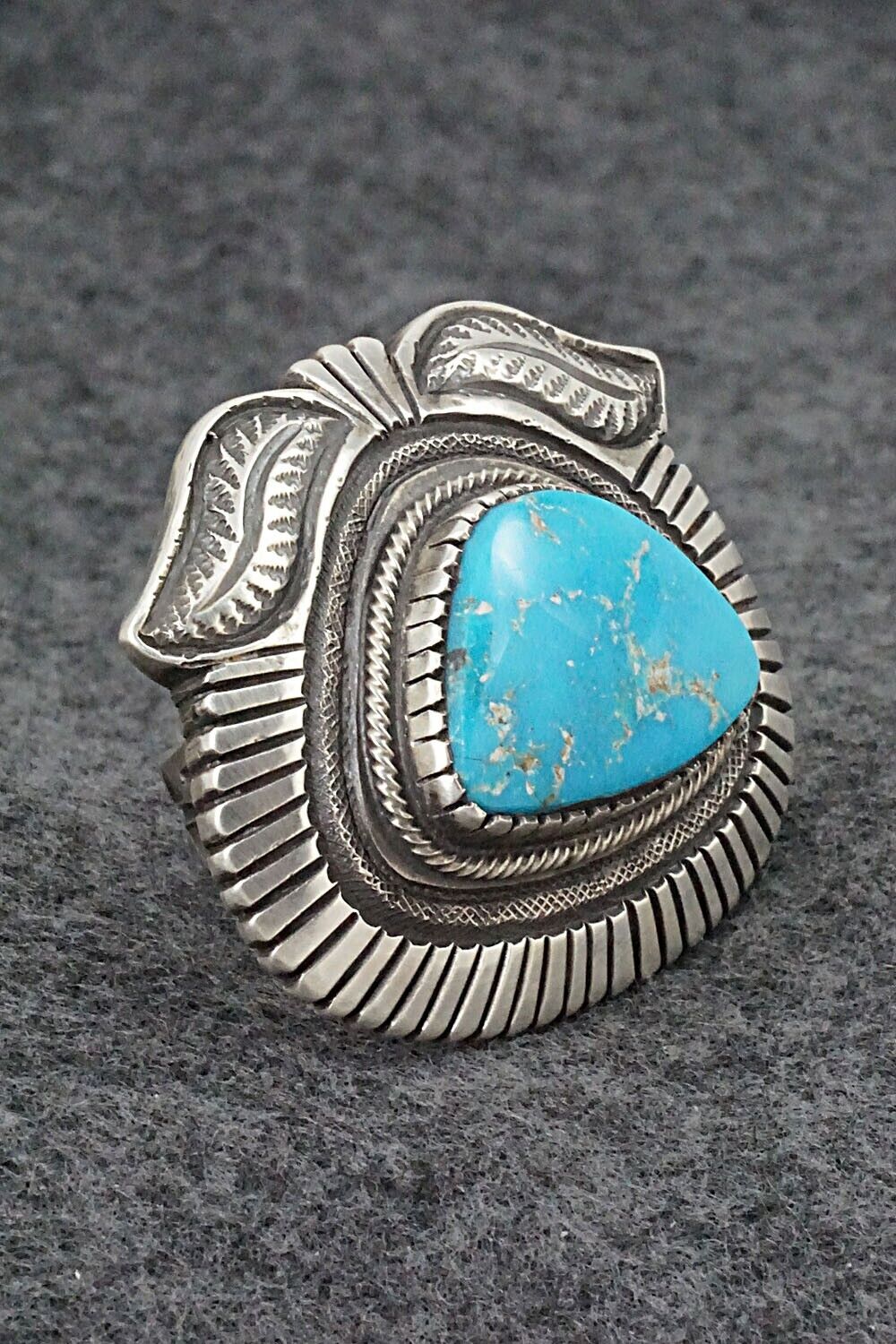 Turquoise & Sterling Silver Ring - Calvin Martinez - Size 8