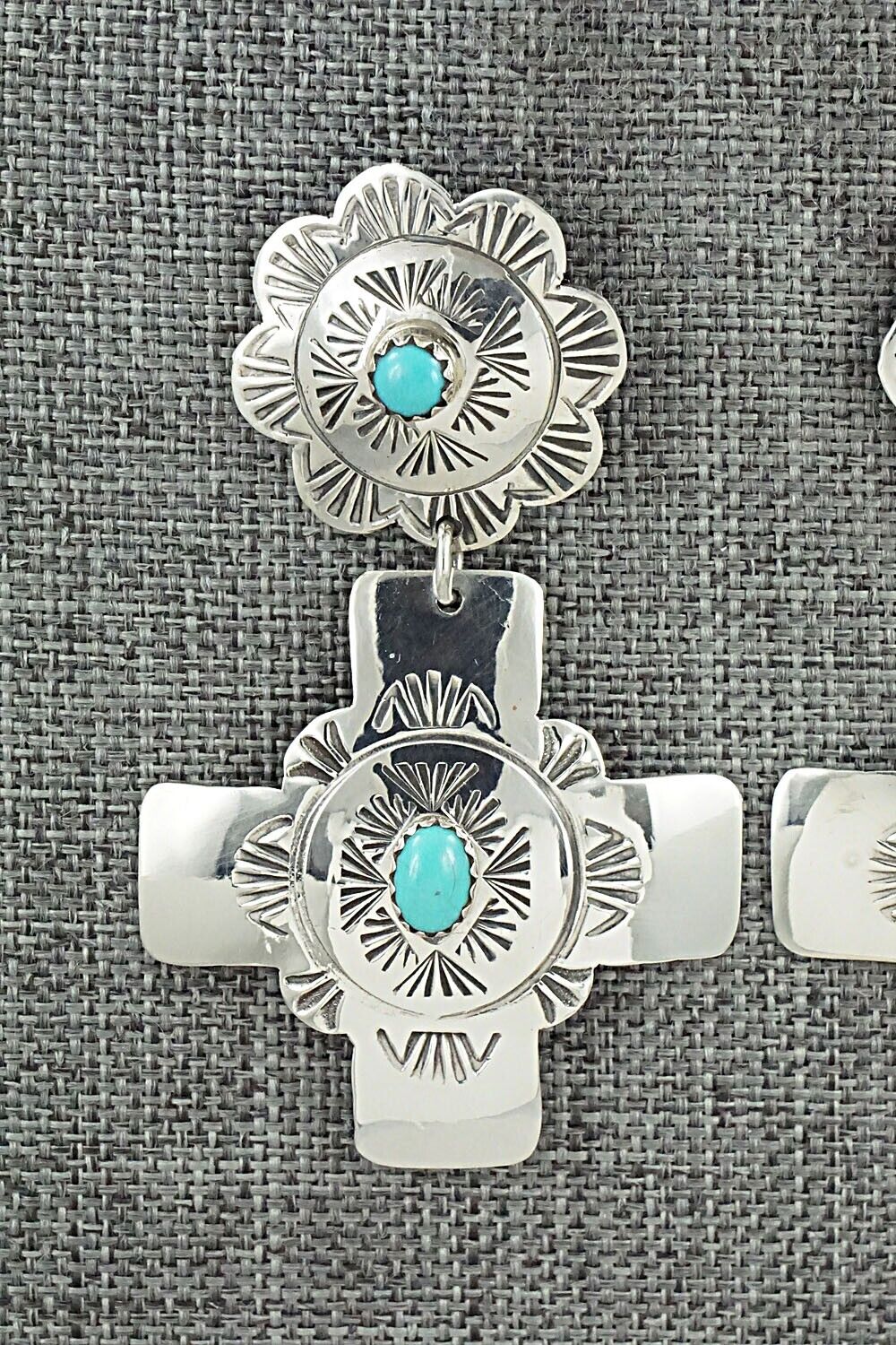 Turquoise and Sterling Silver Earrings - Bertha Begay