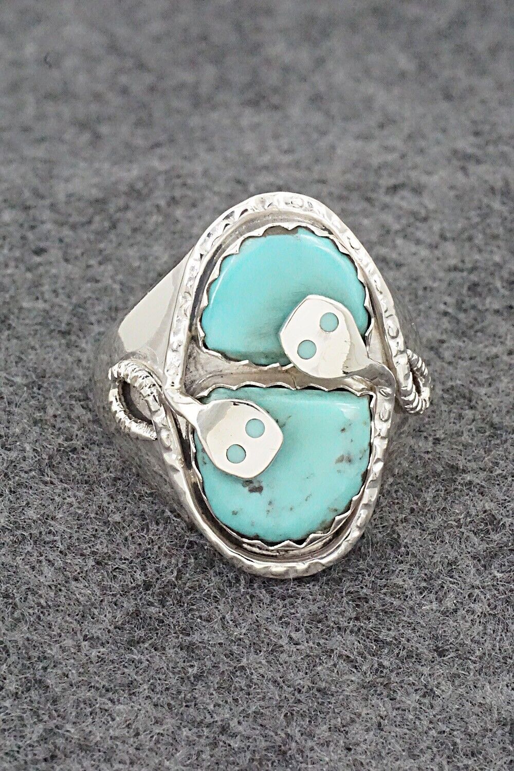 Turquoise & Sterling Silver Ring - Joy Calavaza - Size 13.5