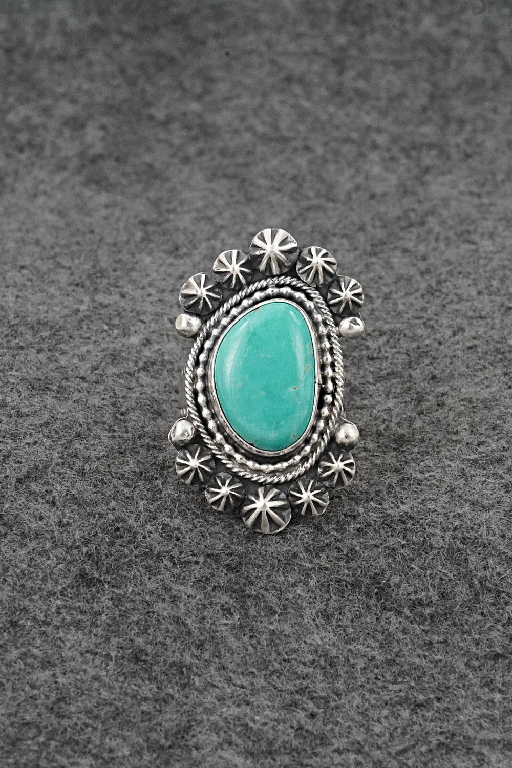 Turquoise & Sterling Silver Ring - Cordell Platero - Size Adjustable