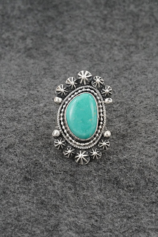 Turquoise & Sterling Silver Ring - Cordell Platero - Size Adjustable