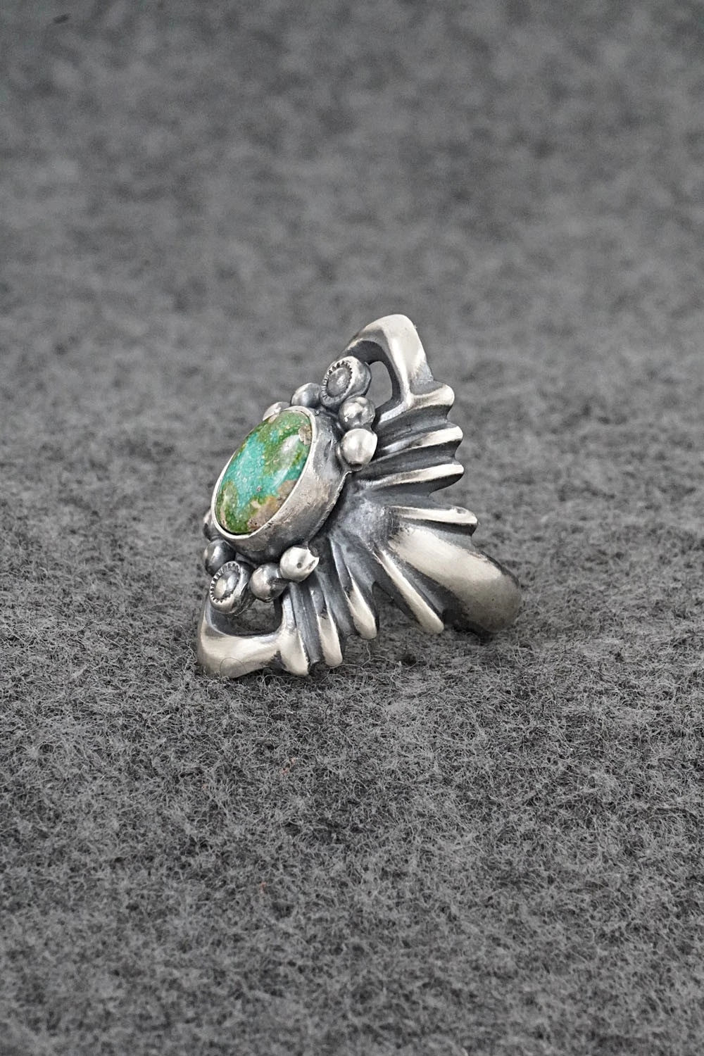 Turquoise & Sterling Silver Ring - Harrison Bitsue - Size 8