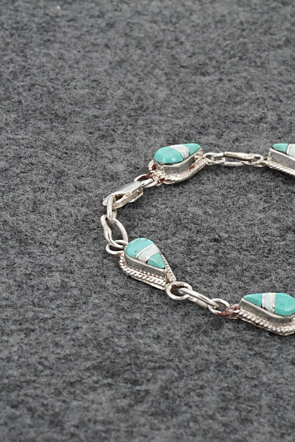Turquoise, Opalite & Sterling Silver Link Bracelet - Terrance Panteah