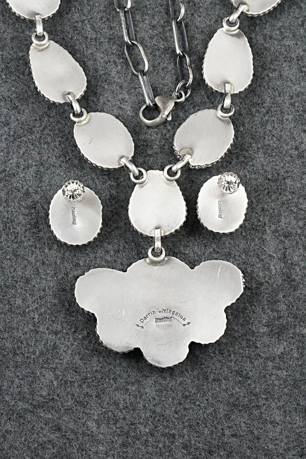 Turquoise & Sterling Silver Necklace and Earrings Set - Darrin Livingston