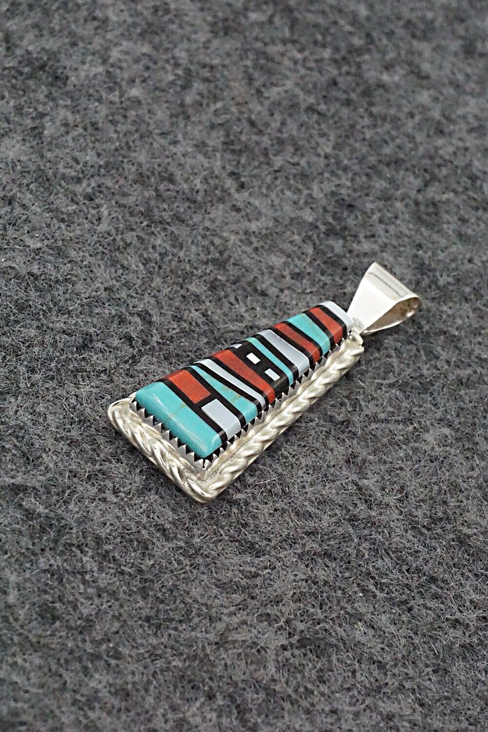 Multi Stone & Sterling Silver Pendant - Victor Martza