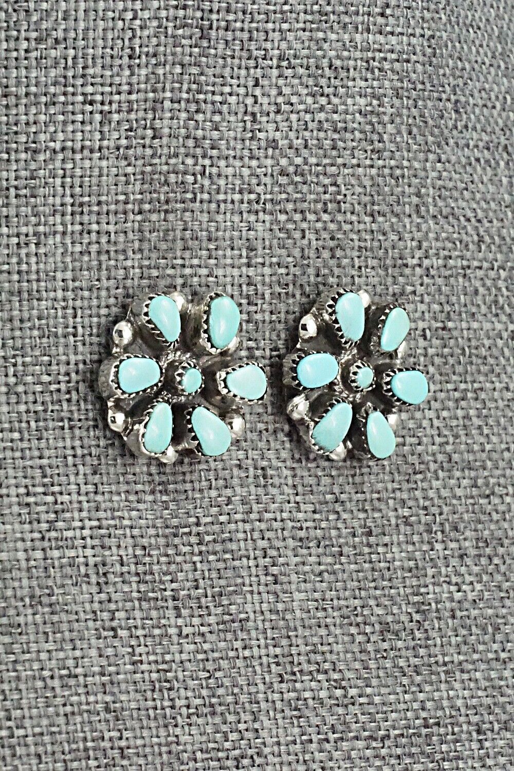 Turquoise & Sterling Silver Earrings - Lorencita Walela