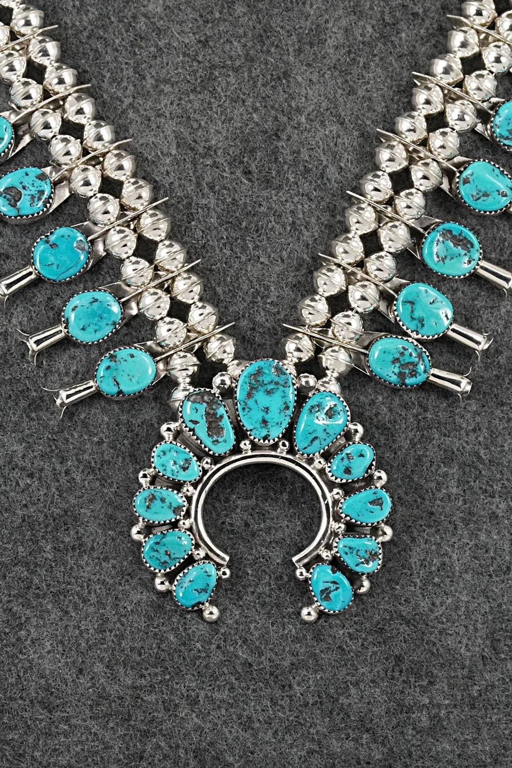Turquoise & Sterling Silver Squash Blossom Set - Califreda Roanhorse