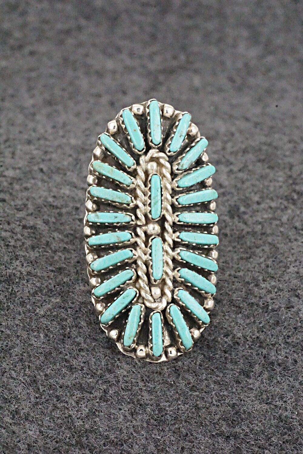 Turquoise & Sterling Silver Ring - Charlie John - Size 8