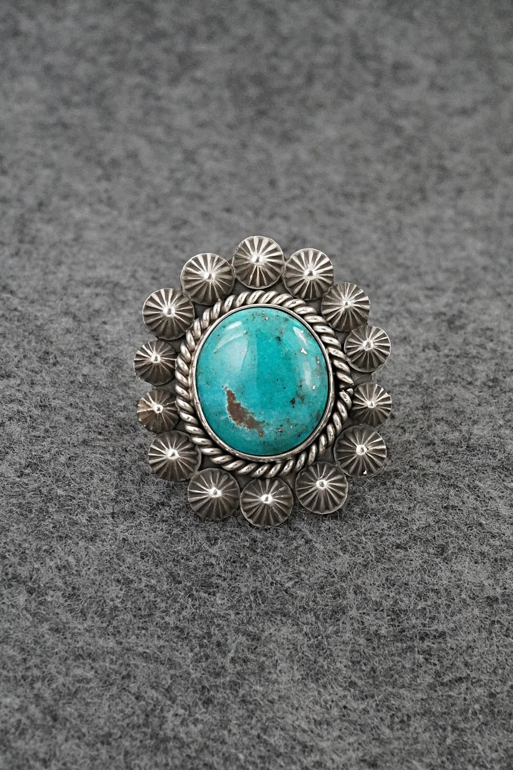 Turquoise & Sterling Silver Ring - Michael Calladitto - Size 8.5