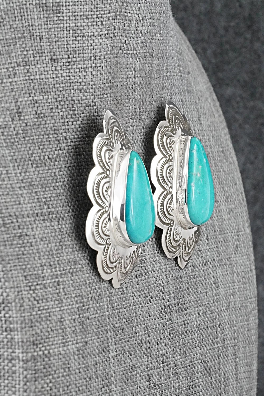 Turquoise & Sterling Silver Earrings - Arnold Blackgoat