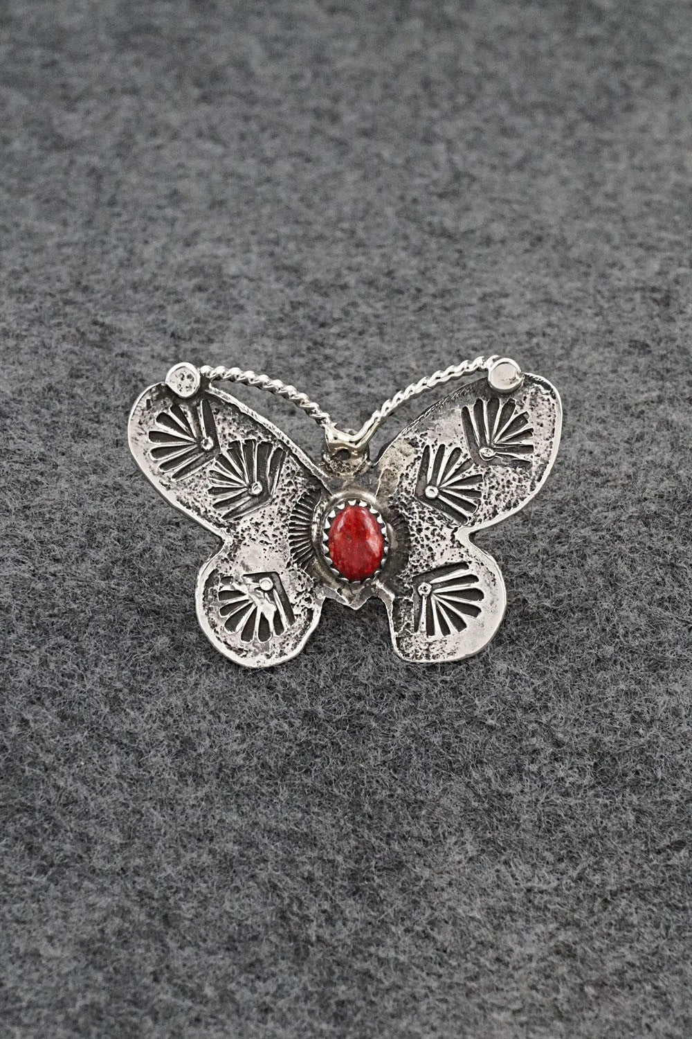 Coral & Sterling Silver Ring - Dymitri Arviso - Size 7.5