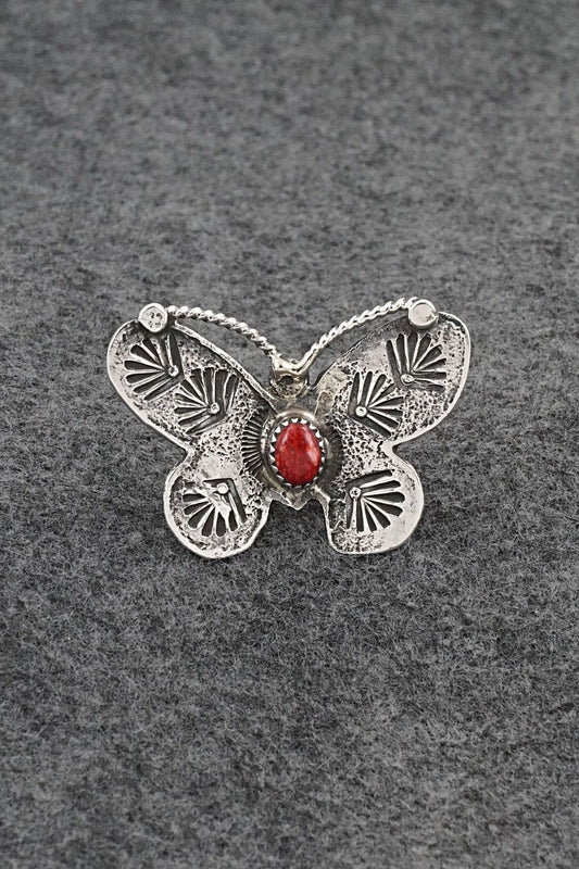 Coral & Sterling Silver Ring - Dymitri Arviso - Size 7.5