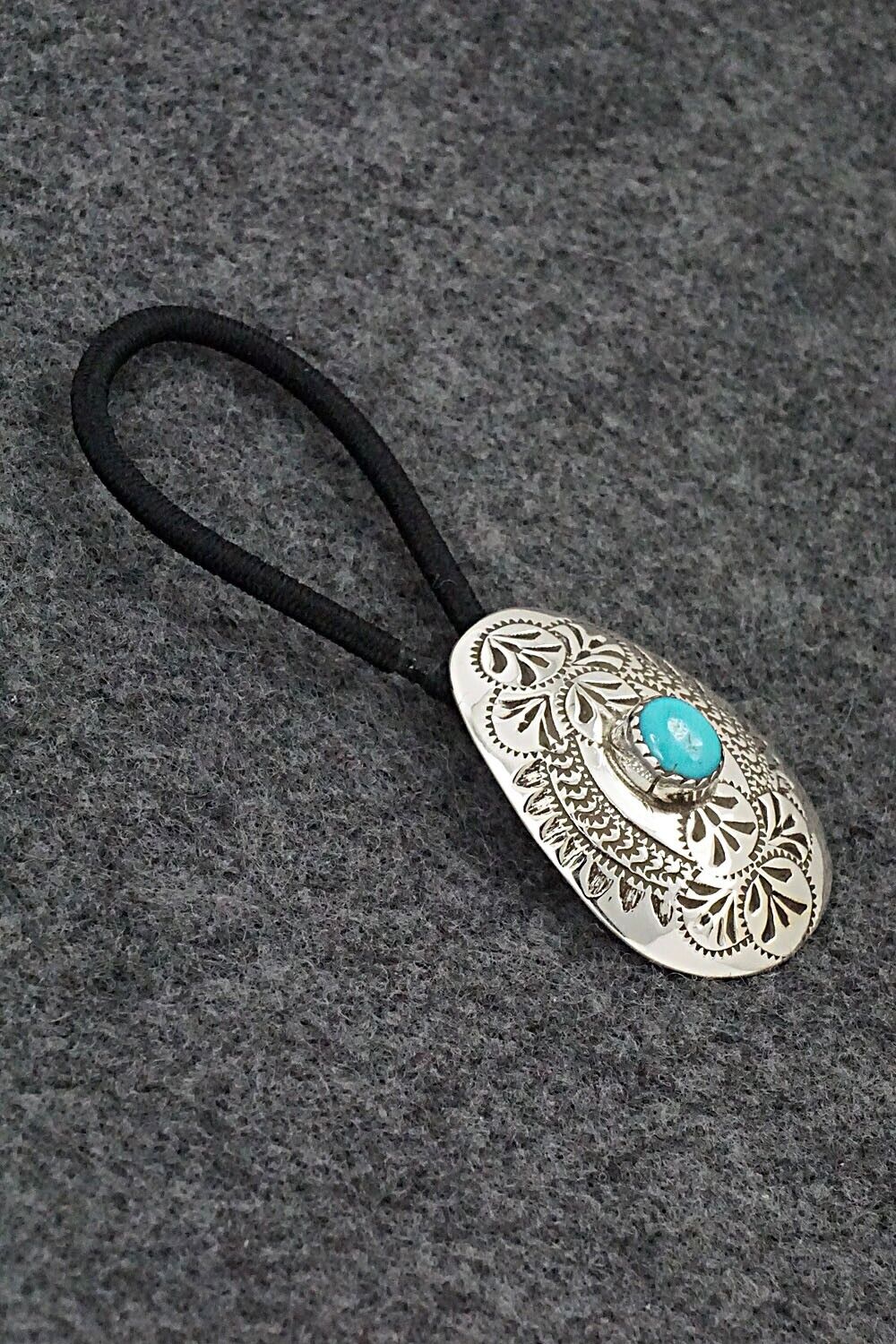 Turquoise & Sterling Silver Hair Tie - Shirley Skeets
