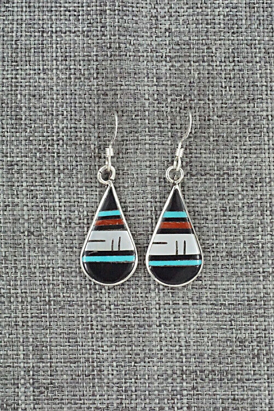 Multi Stone & Sterling Silver Inlay Earrings - Rhianna Kallestewa