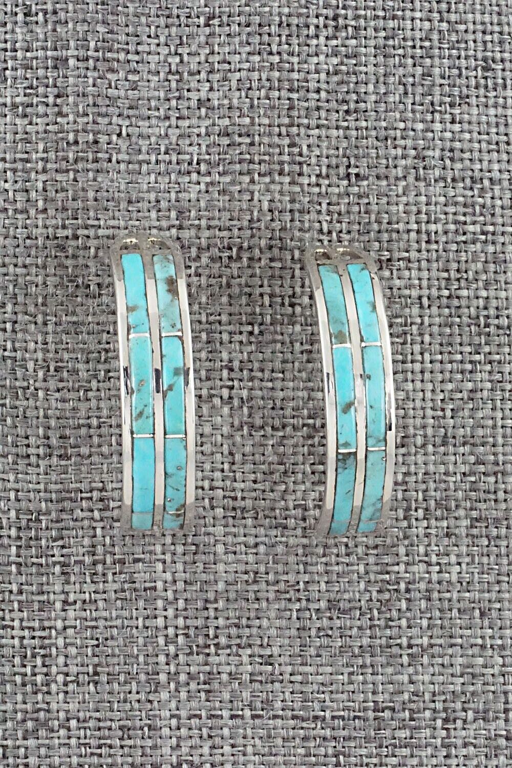 Turquoise & Sterling Silver Hoop Earrings - Andrew Enrico