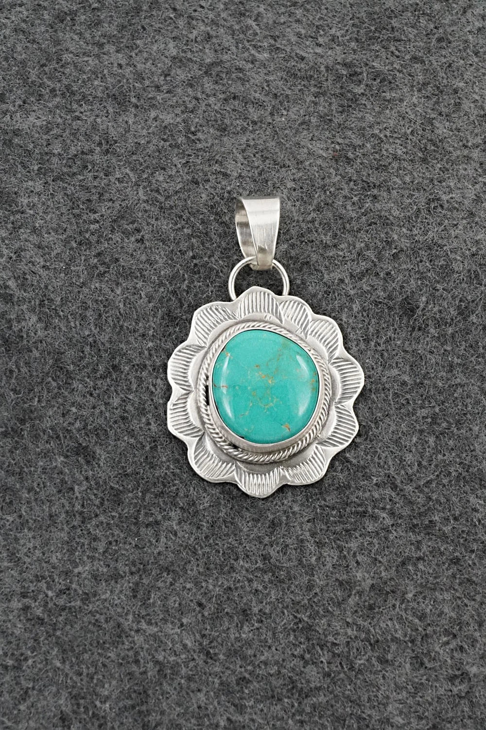 Turquoise & Sterling Silver Pendant - Cordell Platero