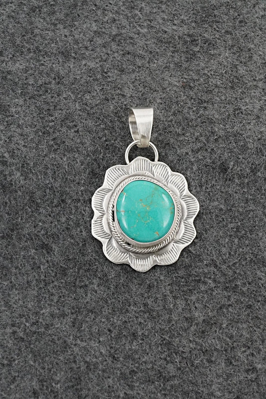 Turquoise & Sterling Silver Pendant - Cordell Platero