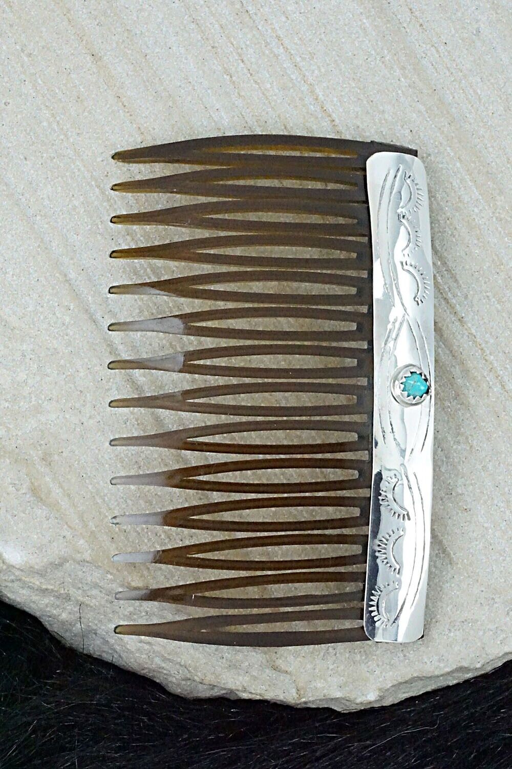 Turquoise & Sterling Silver Hair Combs - Randall Dalgai
