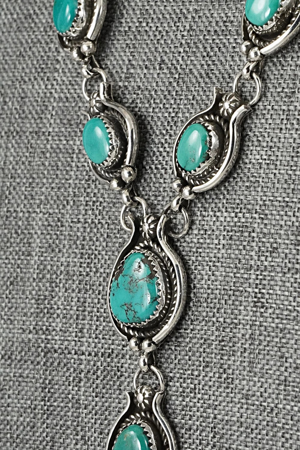 Turquoise & Sterling Silver Necklace and Earrings Set - Phil Nez