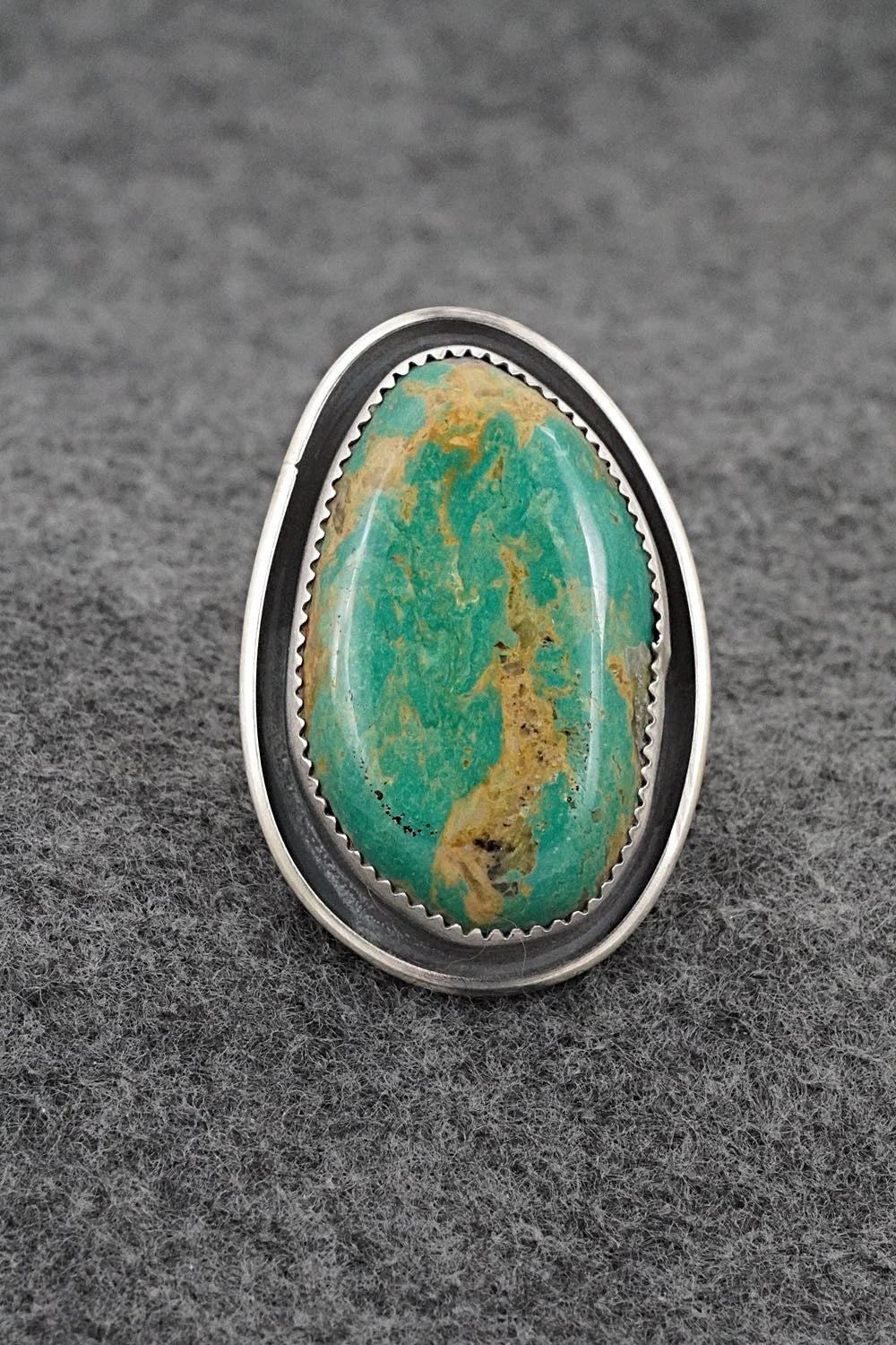 Turquoise & Sterling Silver Ring - Leslie Nez - Size 8.5