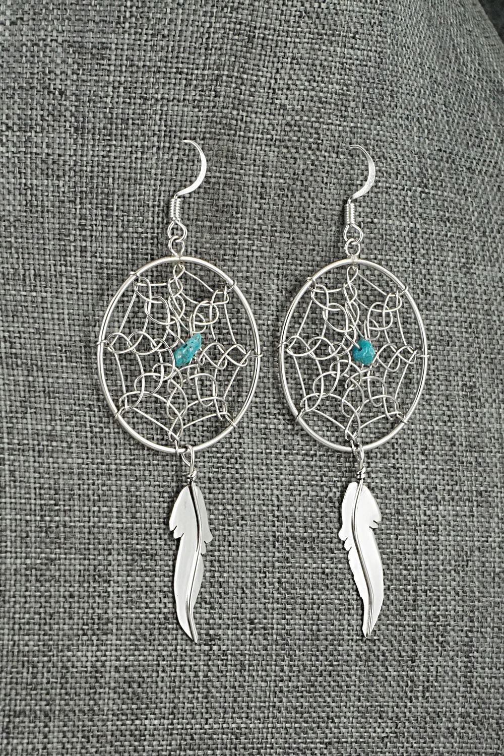 Turquoise & Sterling Silver Earrings - Lorenzo Arviso Jr.