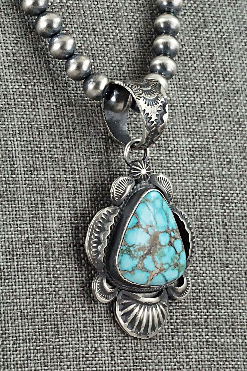 Turquoise and Sterling Silver Necklace - Gilbert Tom