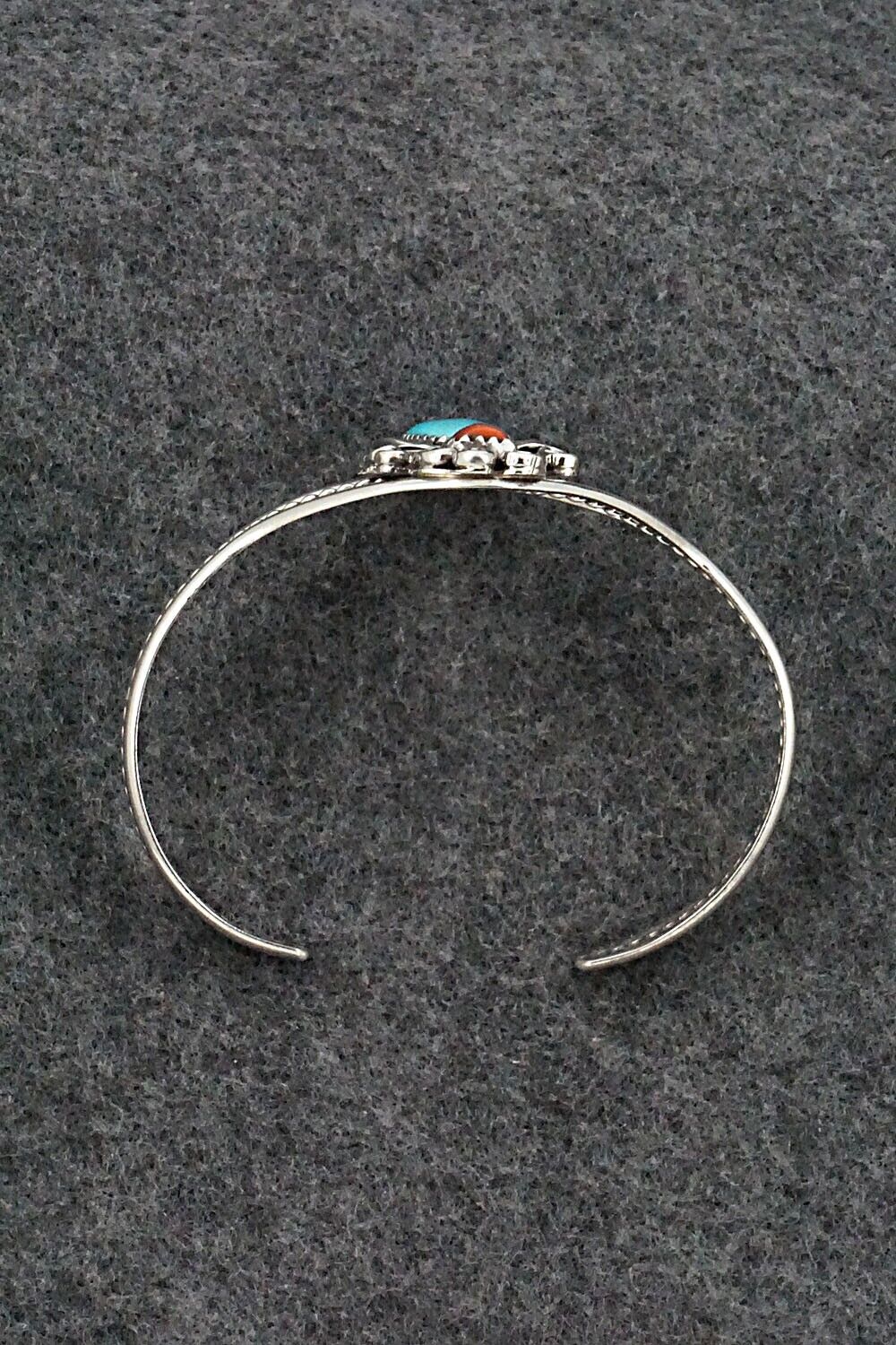 Turquoise, Coral & Sterling Silver Bracelet - Harry B. Yazzie
