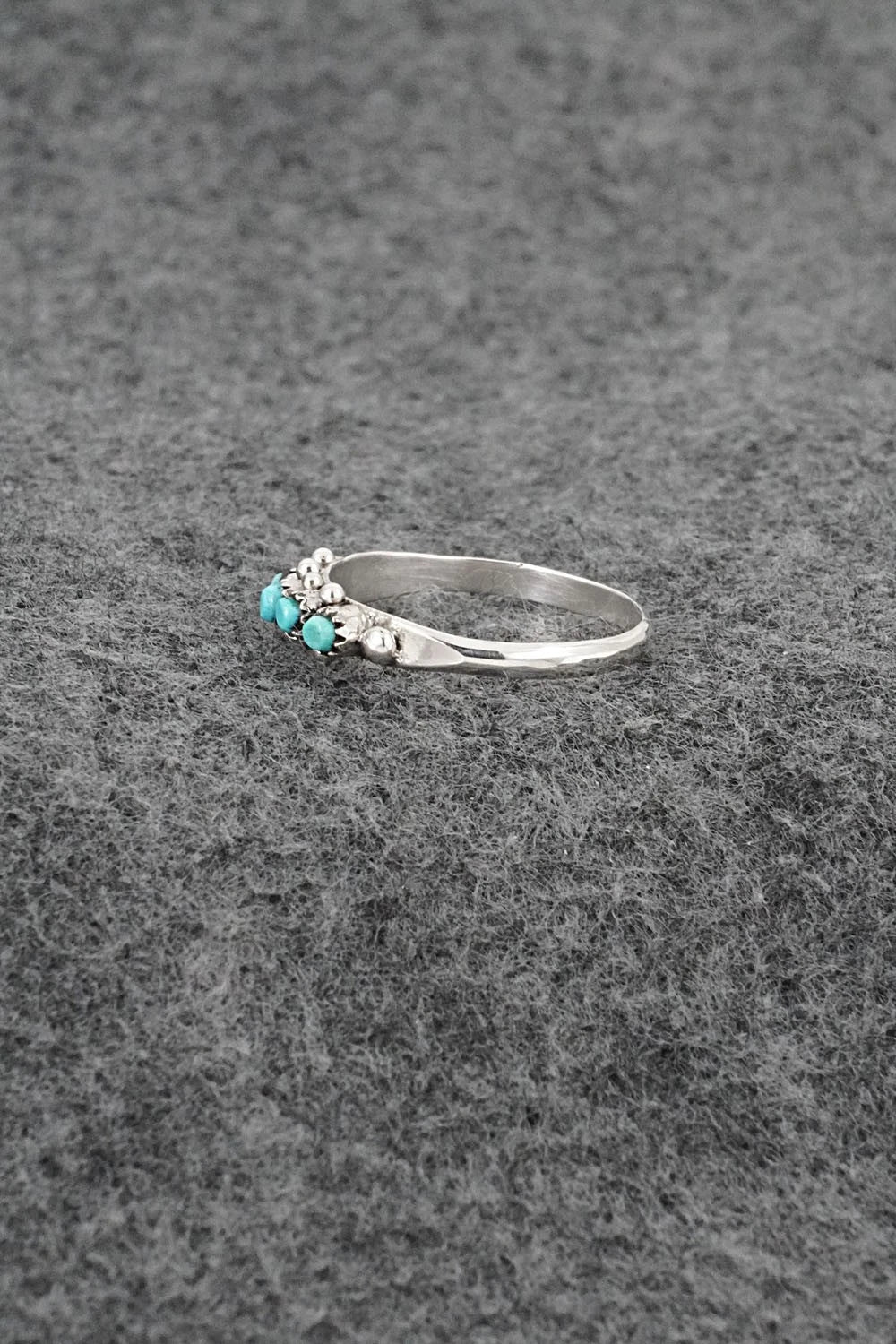 Turquoise & Sterling Silver Ring - April Haloo - Size 7.5
