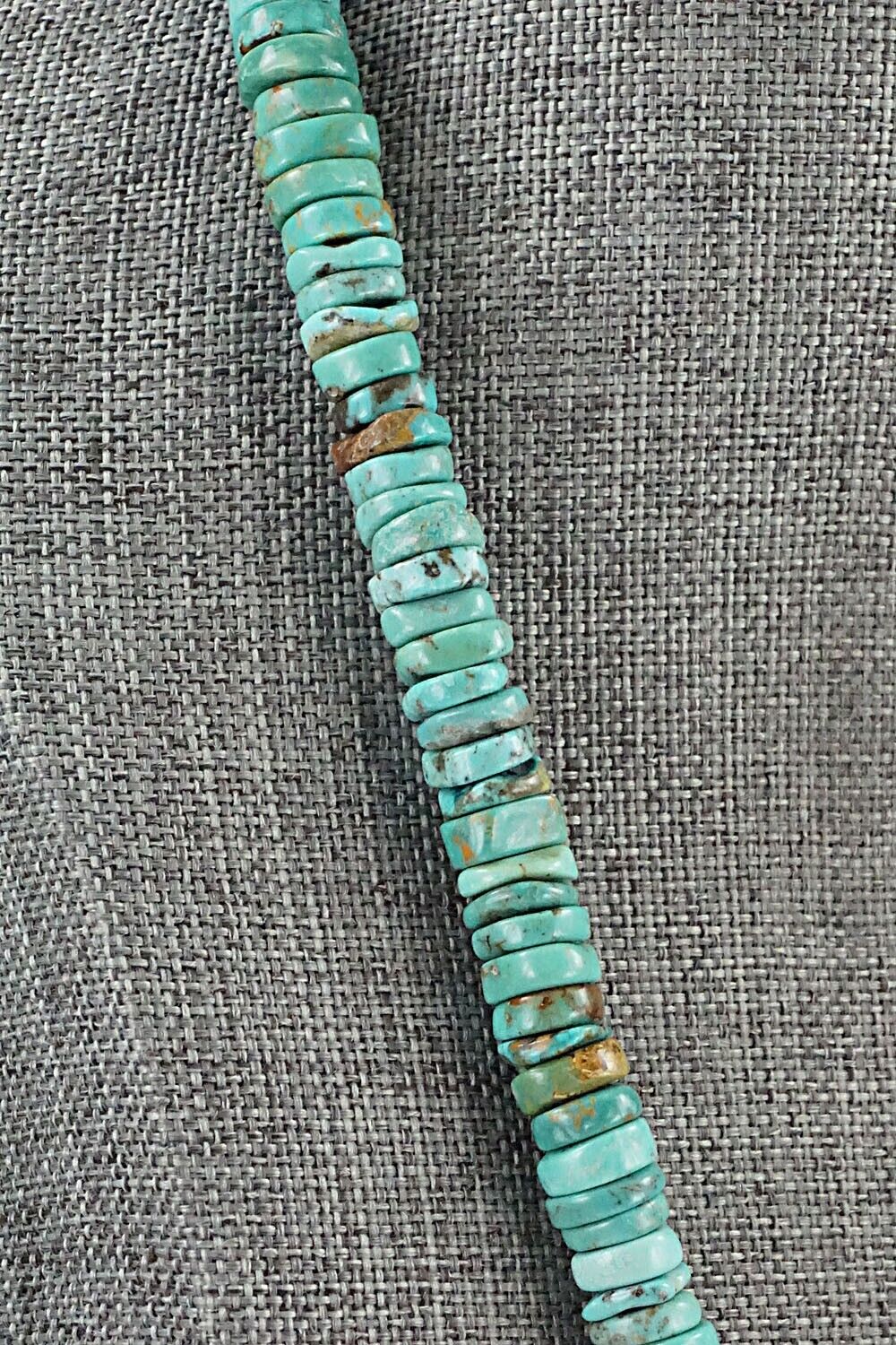 Turquoise & Sterling Silver Necklace 18" - Doreen Jake