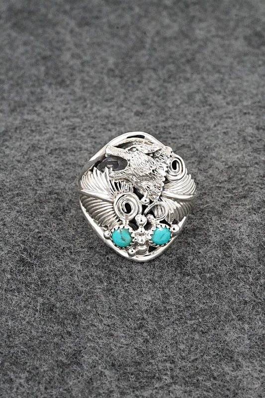 Turquoise & Sterling Silver Ring - Darrell Morgan - Size 14