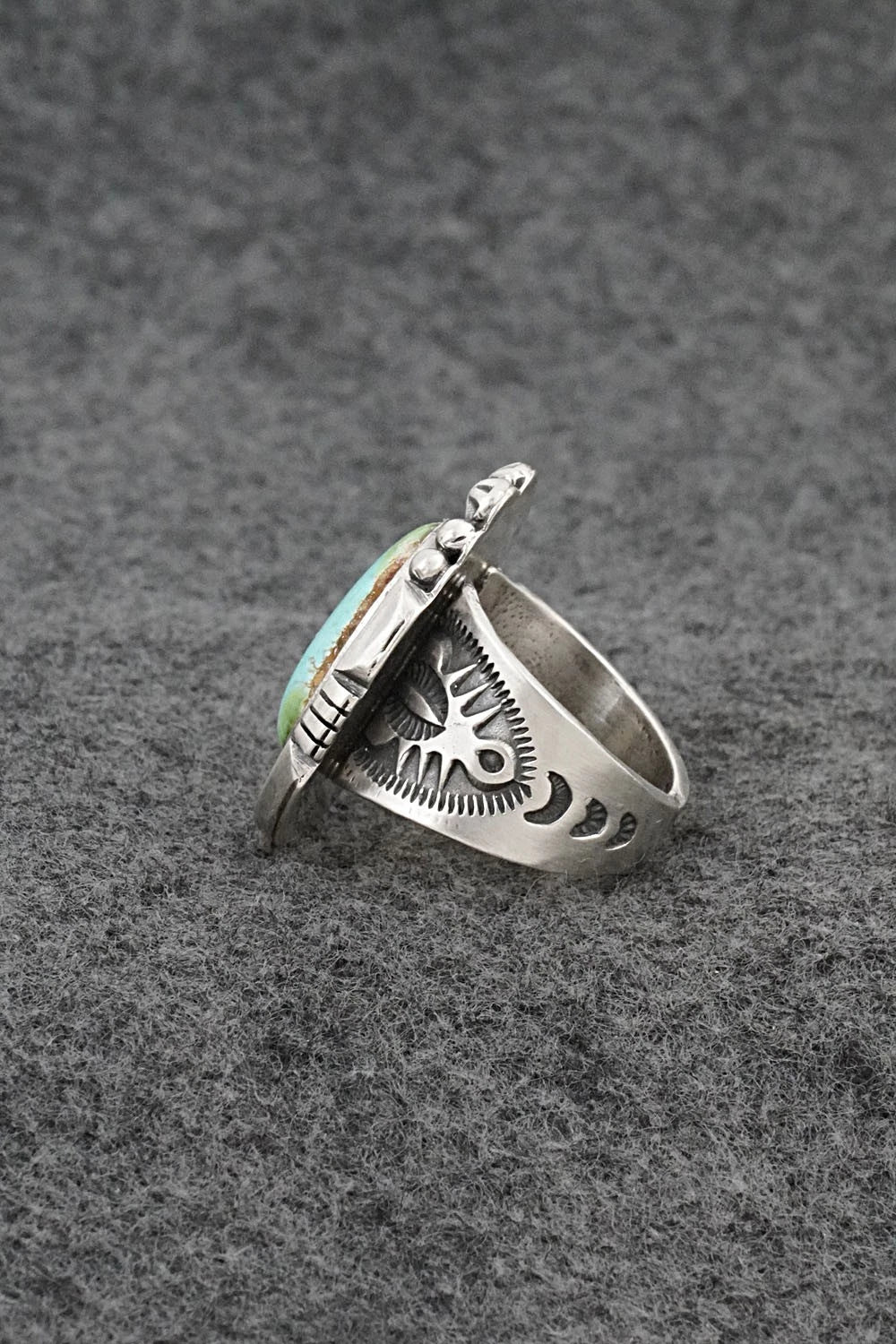 Turquoise & Sterling Silver Ring - Samuel Yellowhair - Size 7.5