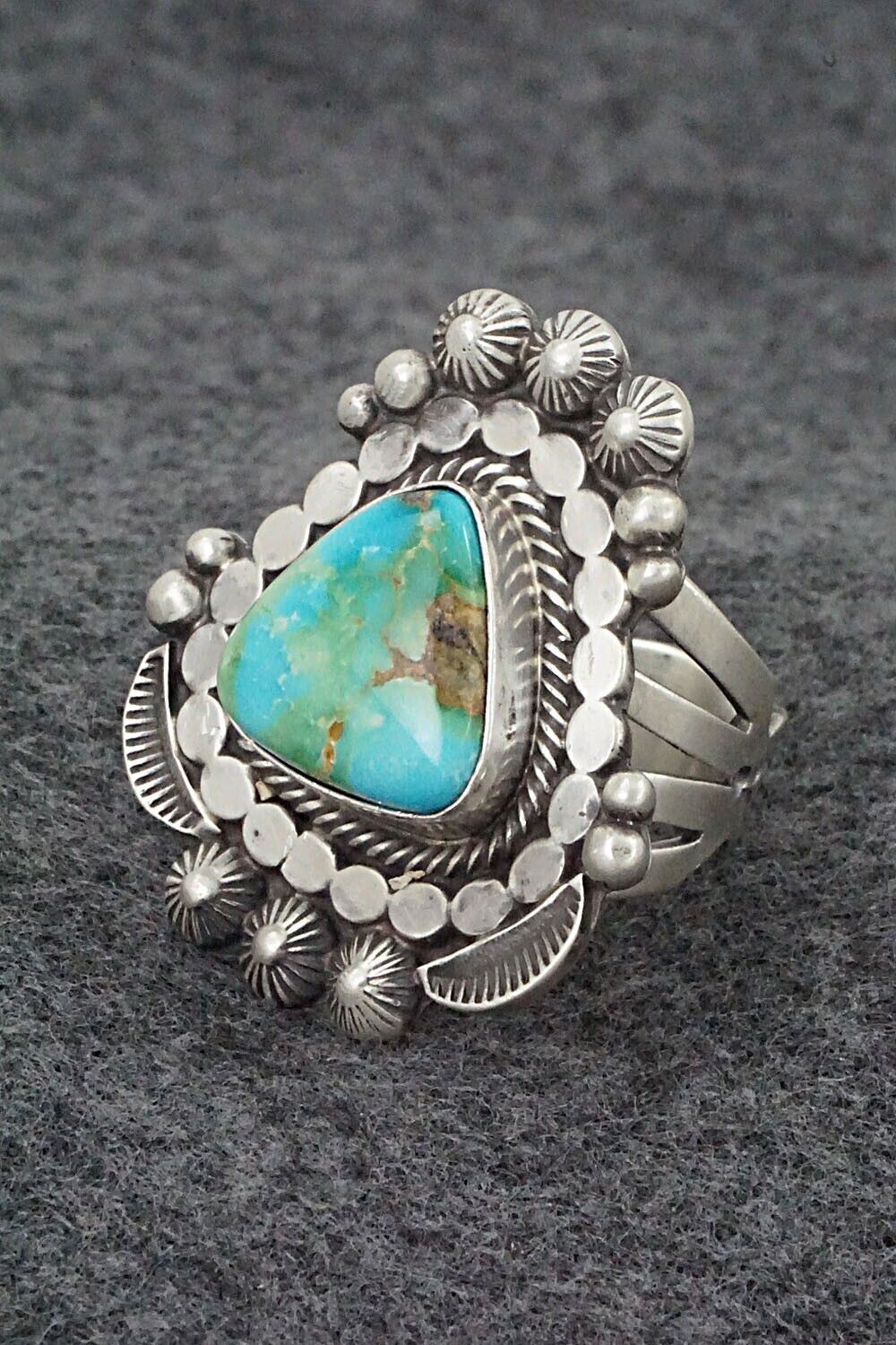 Turquoise & Sterling Silver Ring - Tom Lewis - Size 8.5