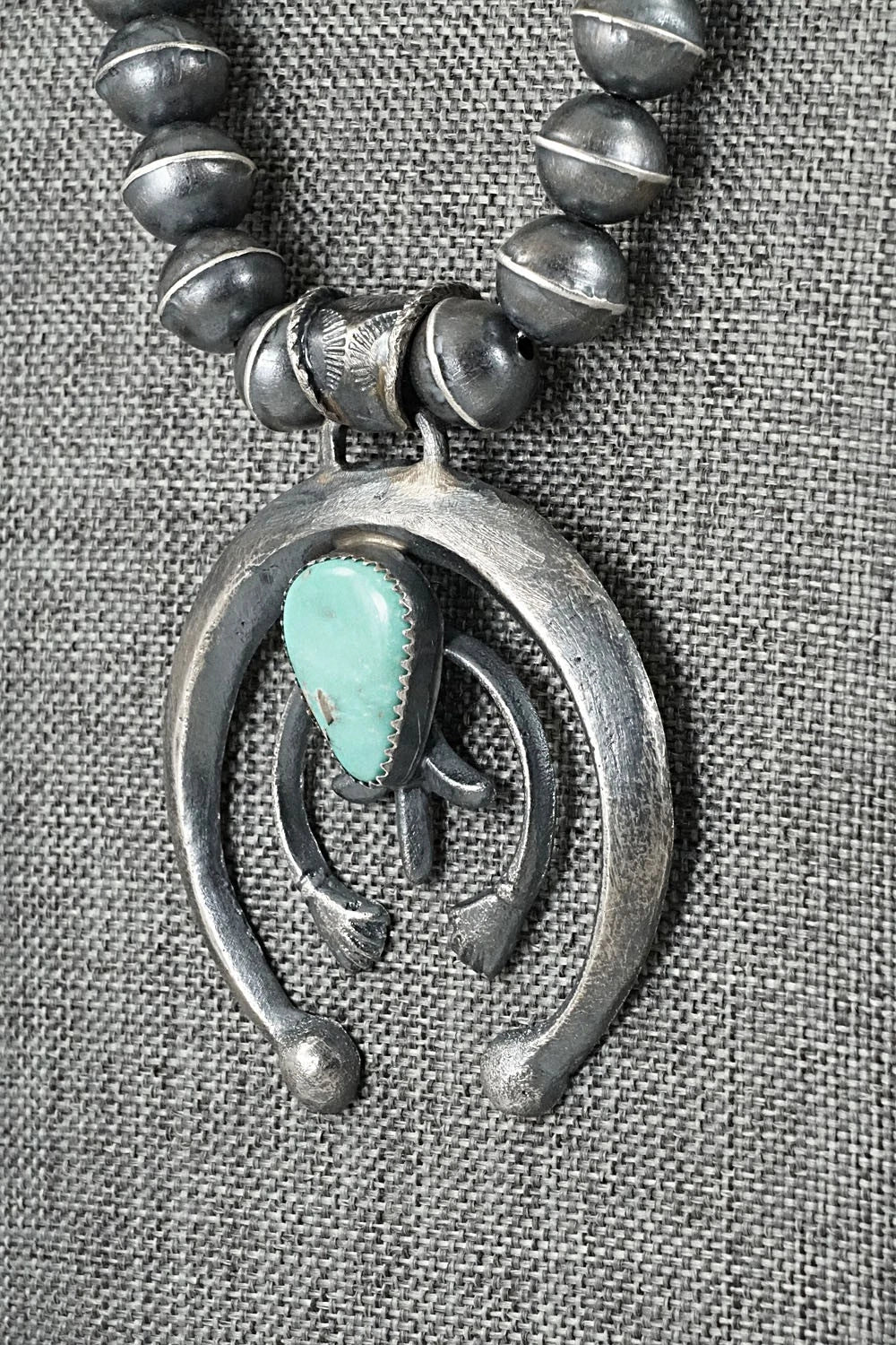 Turquoise & Sterling Silver Squash Blossom Set - Gilbert Martin