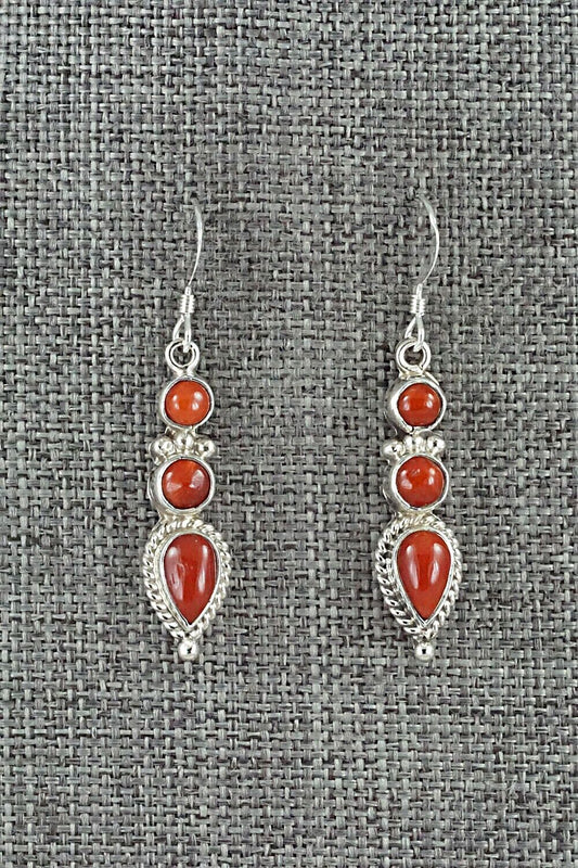 Coral & Sterling Silver Earrings - Verley Betone
