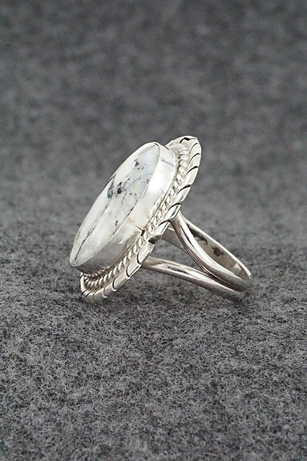 White Buffalo & Sterling Silver Ring - Peggy Skeets - Size 8.5