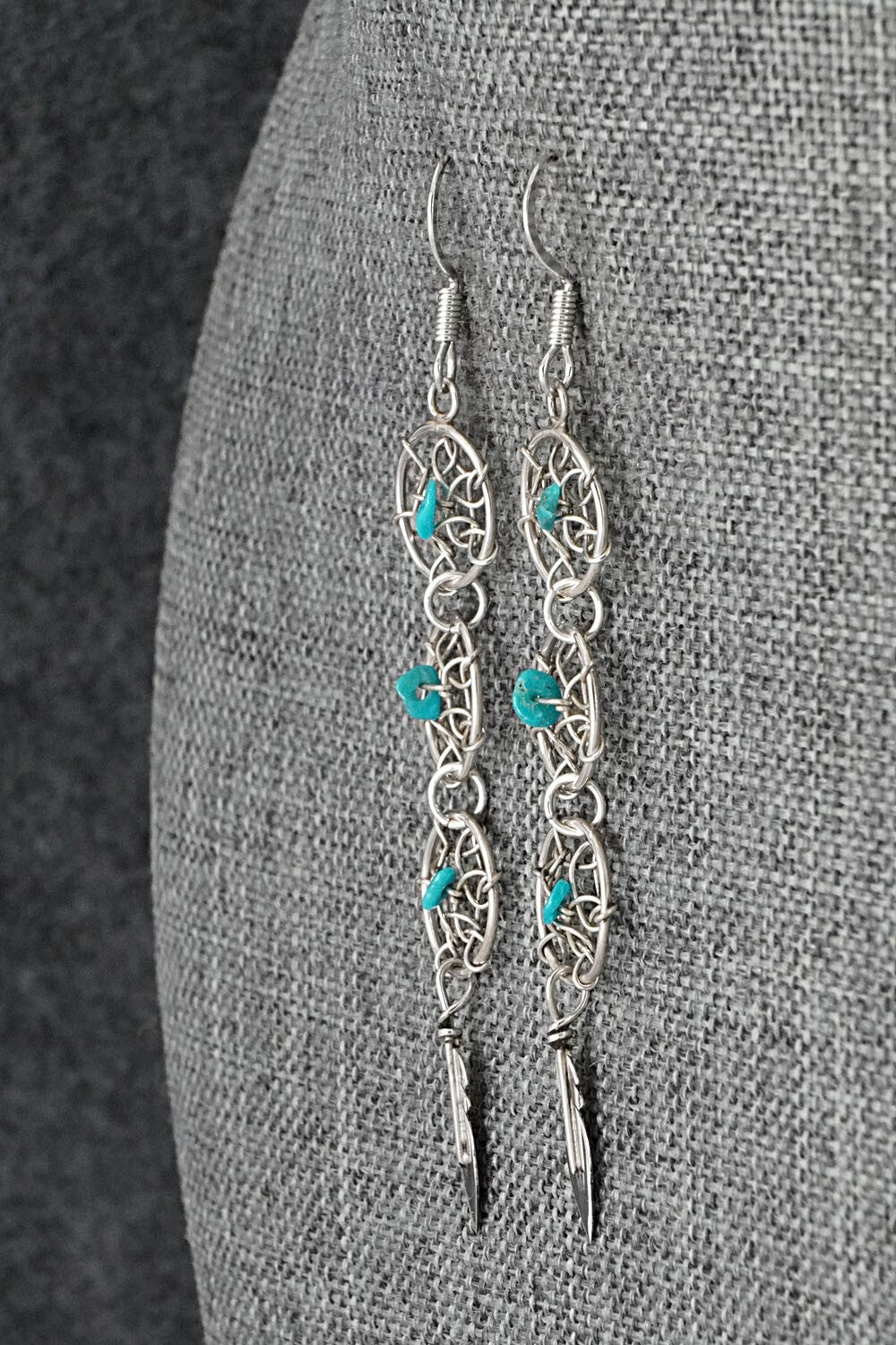 Turquoise & Sterling Silver Earrings - Lorenzo Arviso Jr.