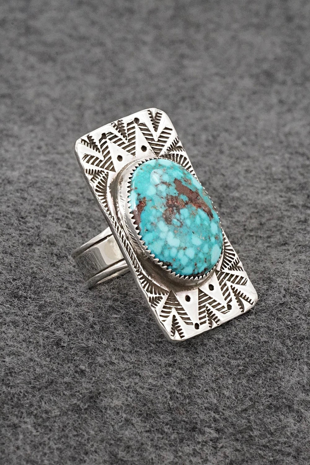 Turquoise & Sterling Silver Ring - Priscilla Reeder - Size 8.5