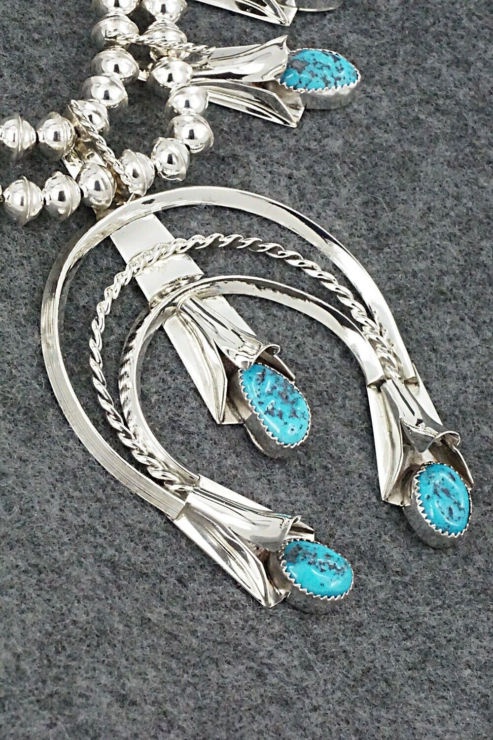 Turquoise & Sterling Silver Squash Blossom Set - Louise Yazzie