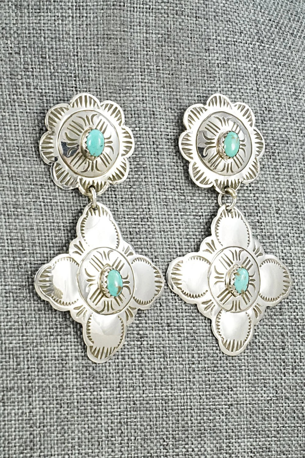 Turquoise & Sterling Silver Earrings - Bertha Begay