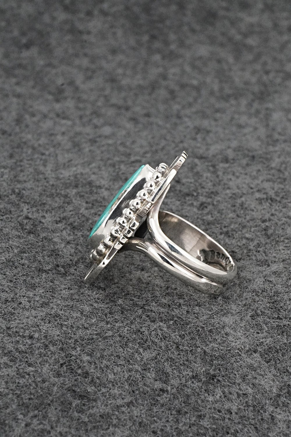 Turquoise & Sterling Silver Ring - Randy Billy - Size 8 Adj.