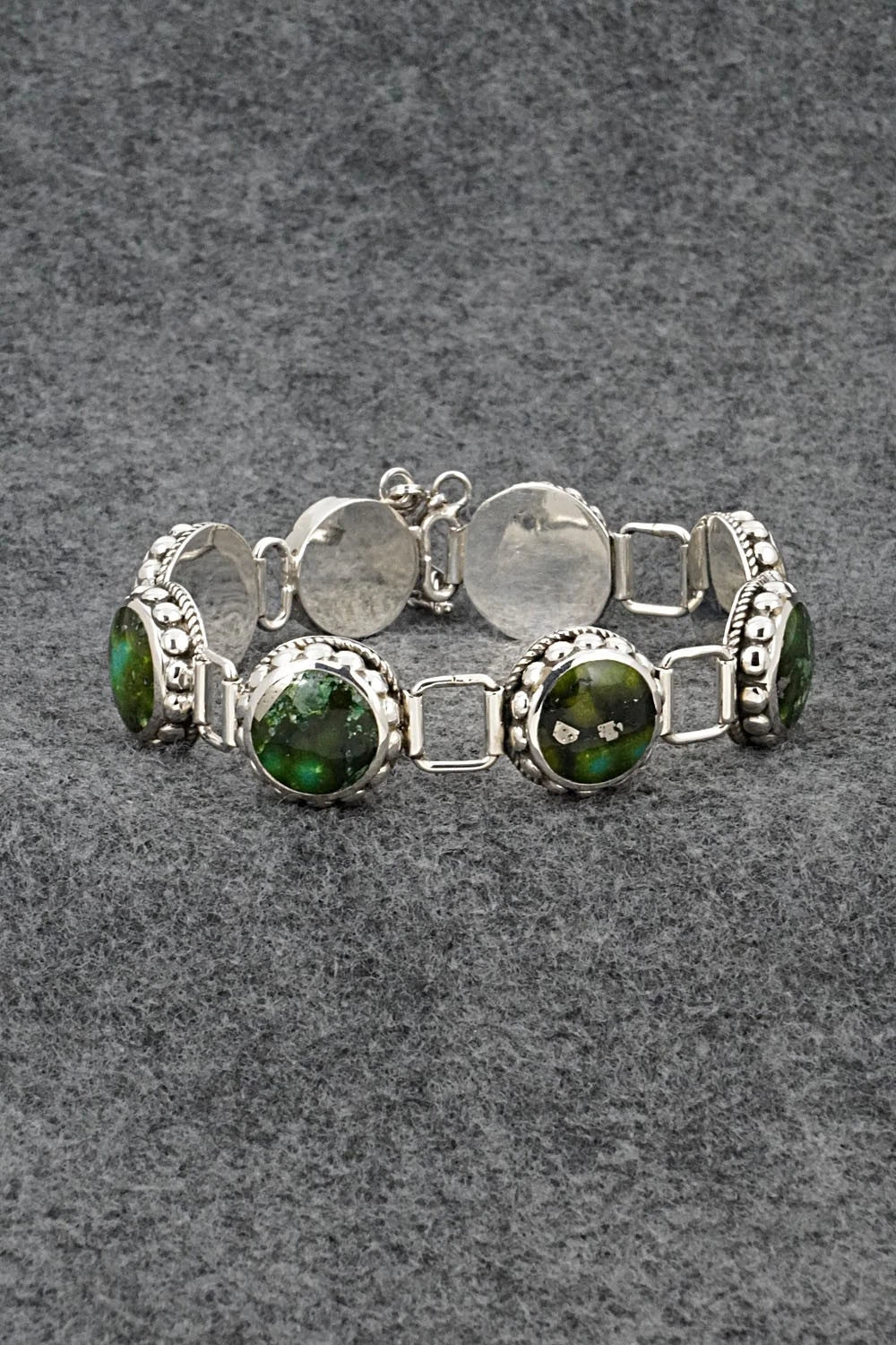 Turquoise & Sterling Silver Link Bracelet - Charleston Willie