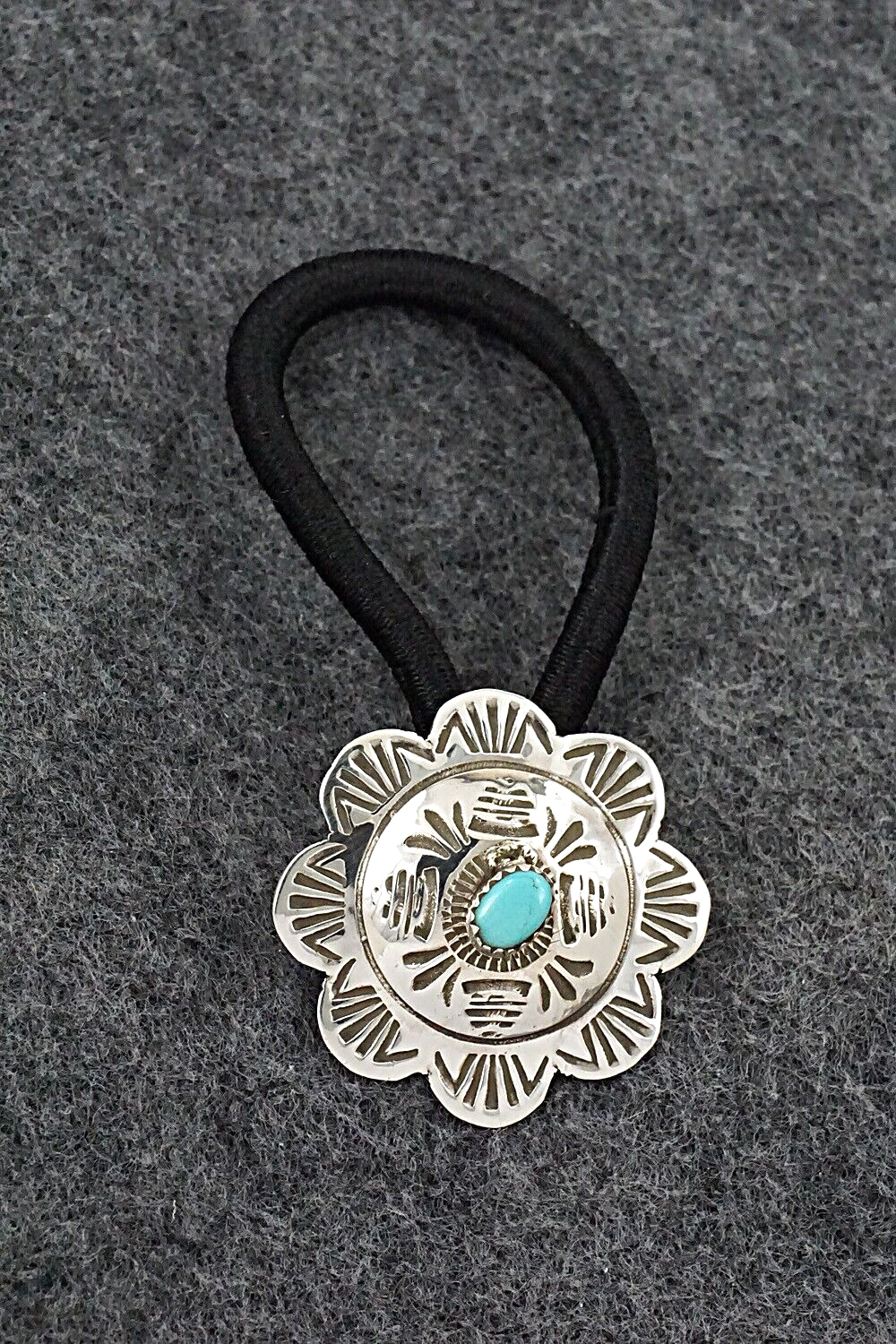 Turquoise & Sterling Silver Hair Tie - Bertha Begay