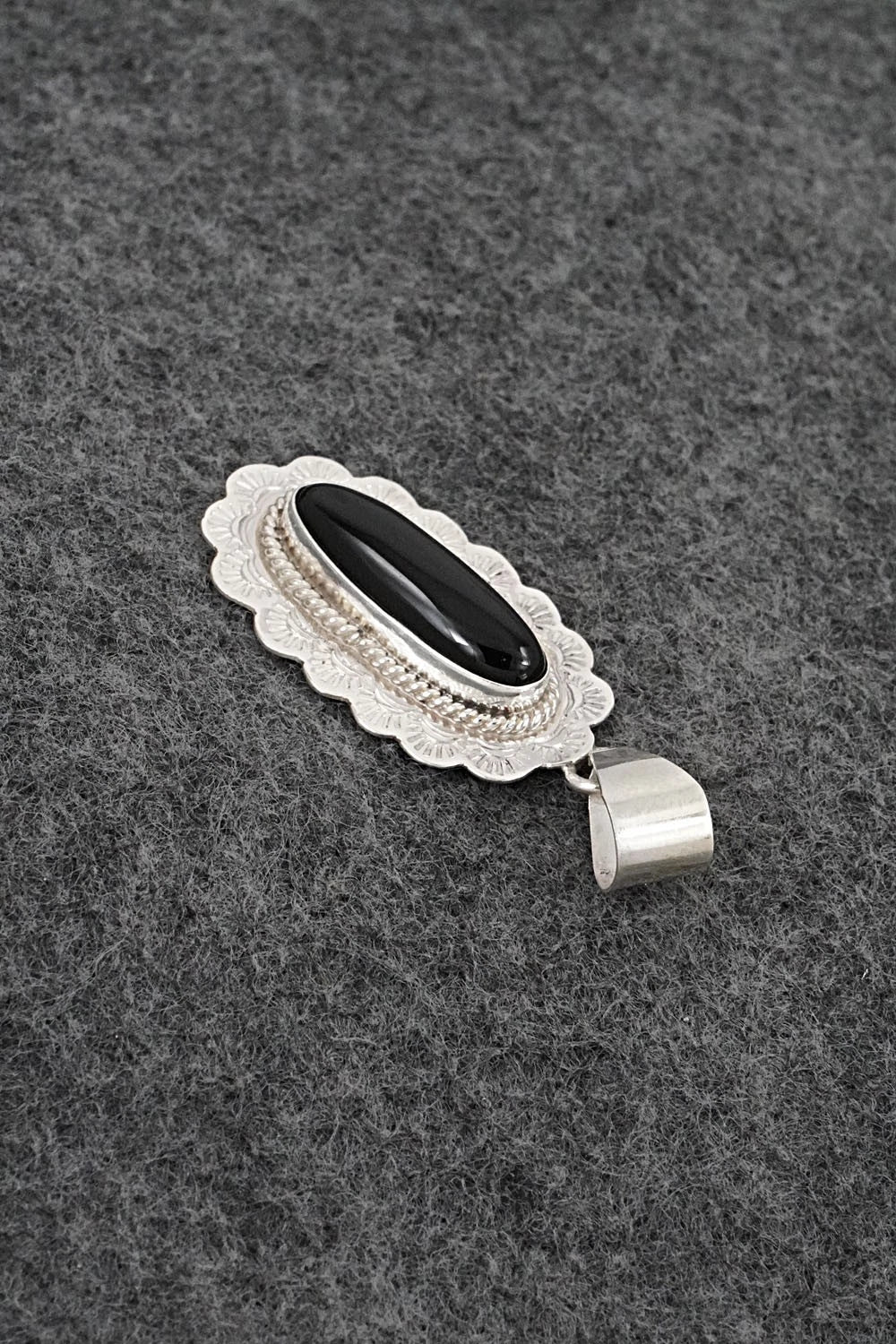Onyx & Sterling Silver Pendant - Peggy Skeets